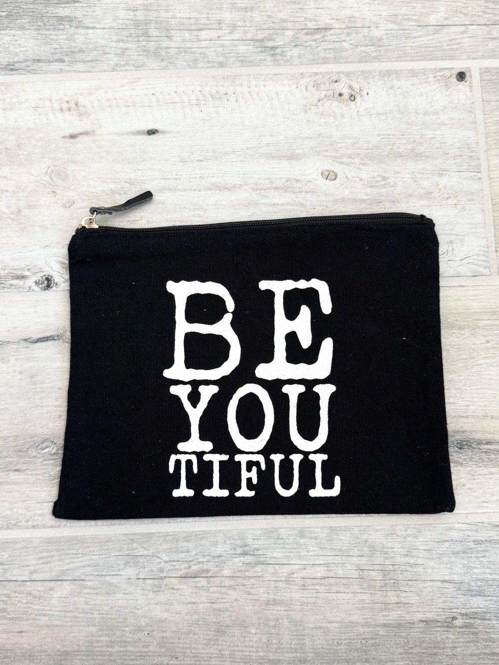 Apana Yoga Lifestyle Black Canvas Zipper Studio Cosmetic Toiletry Bag